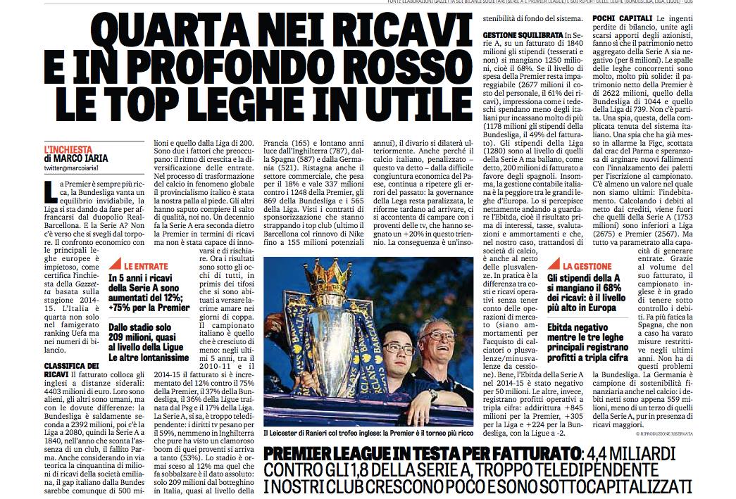 Il torpore della Serie A, ultima tra le leghe europee: crescita del +12% negli ultimi 5 anni Il torpore della Serie A, ultima tra le leghe europee: crescita del +12% negli ultimi 5 anni