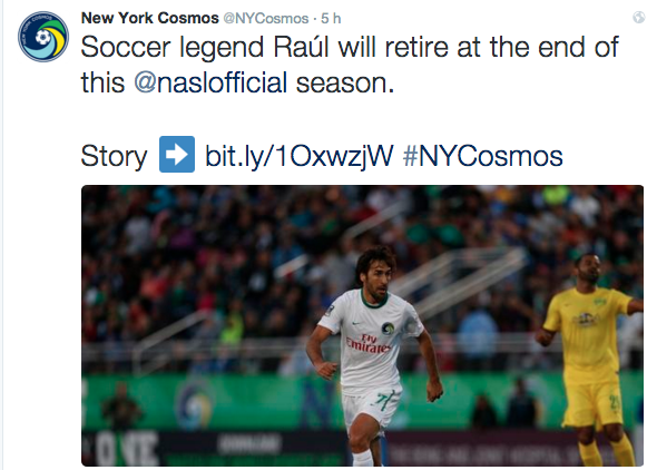 Raul: «E’ stata una decisione difficile, ma credo sia il momento di dire addio al calcio» Raul: «E’ stata una decisione difficile, ma credo sia il momento di dire addio al calcio»