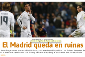 Il Barcellona dilaga a Madrid: 4-0. Benitez schiera la formazione voluta da Perez e spogliatoio e il Real sparisce dal campo item-thumbnail