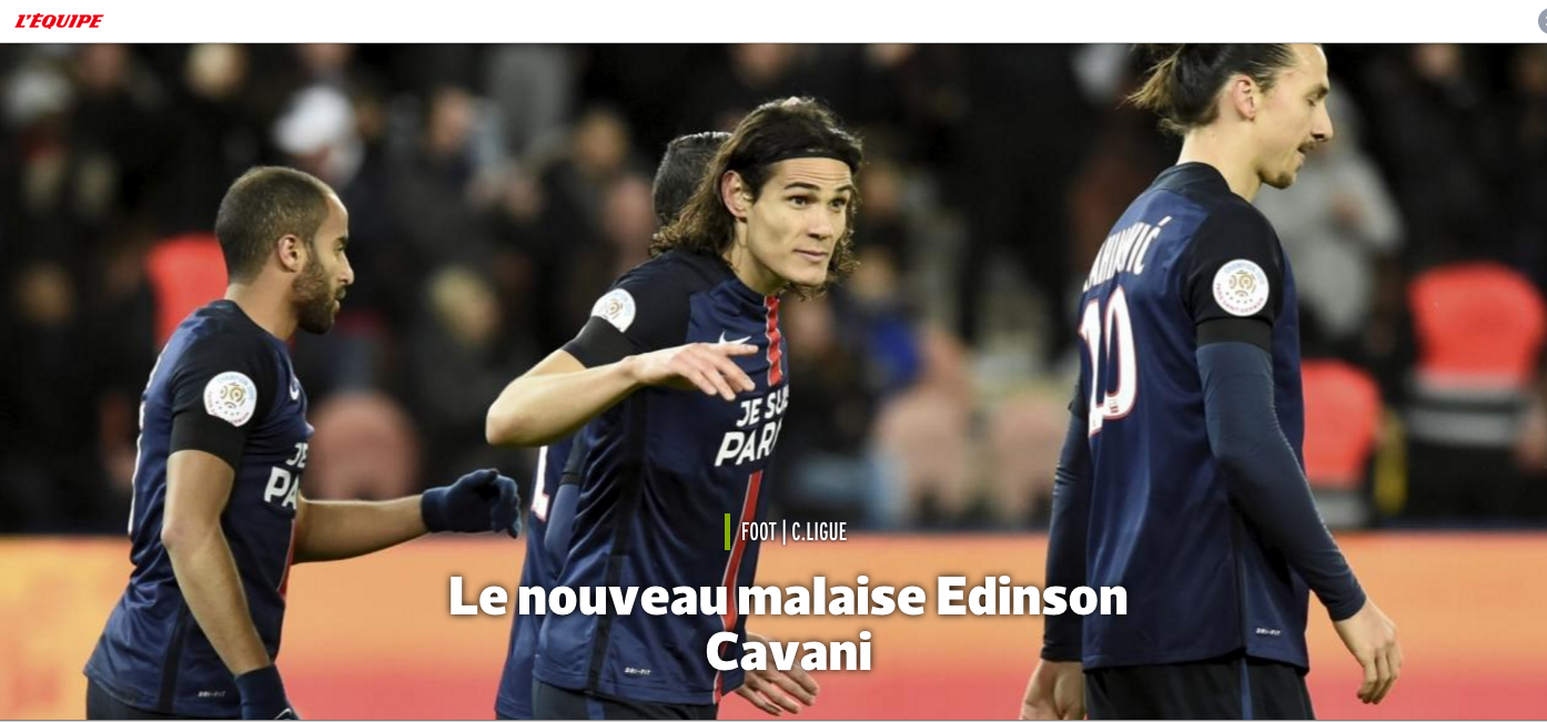 L’Equipe titola: “il nuovo malessere Cavani”. Si chiama Ibrahimovic