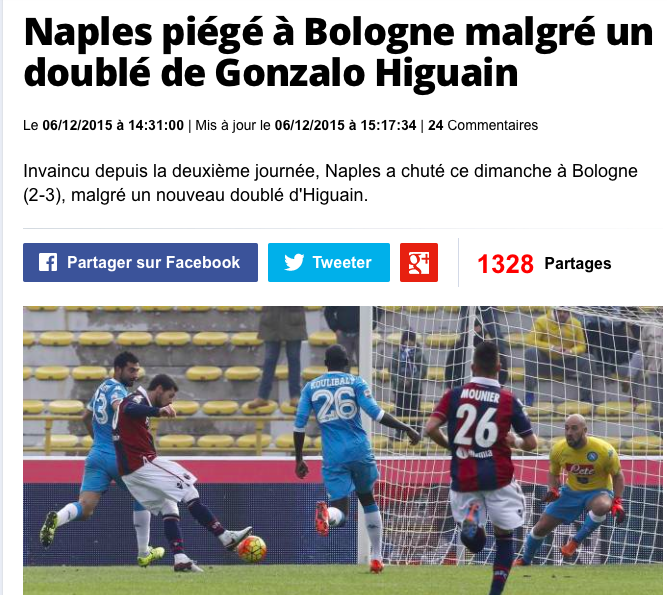 Bologna-Napoli 3-2 / Rassegna stampa estera: nessun dramma per la sconfitta ed elogi per i 18 risultati utili consecutivi