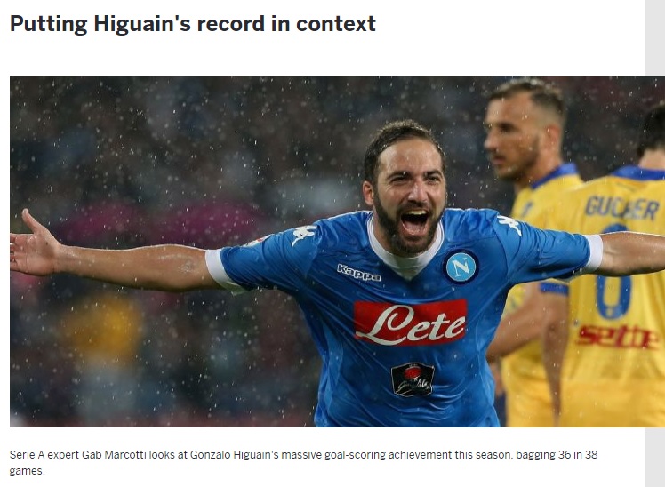 Marcotti: «Per Higuain un record eccezionale, il Napoli non ha Messi e Iniesta» Marcotti: «Per Higuain un record eccezionale, il Napoli non ha Messi e Iniesta»