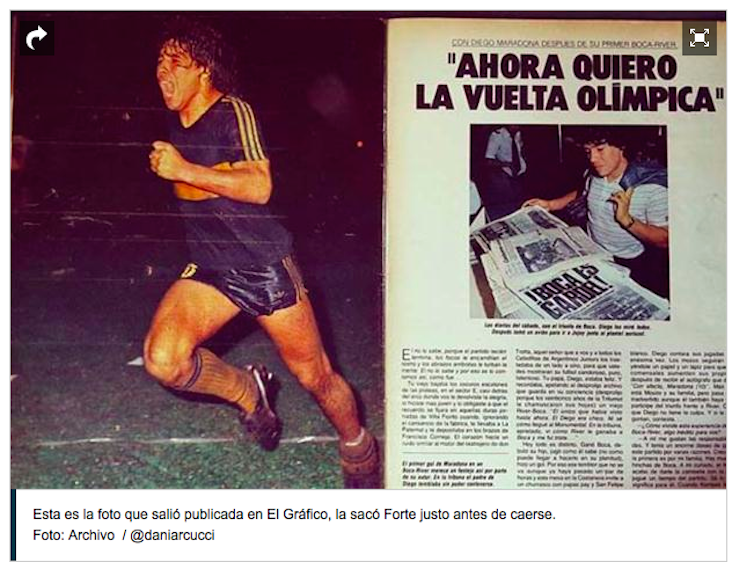 È morto Eduardo Forte, immortalò (cadendo) la gioia di Maradona quando sconfisse il River col Boca Juniors