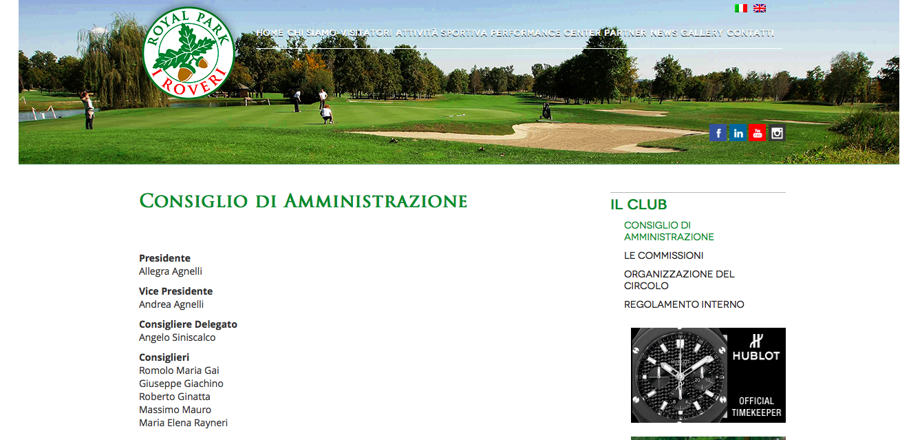 Massimo Mauro siede nel cda del complesso di golf della famiglia Agnelli