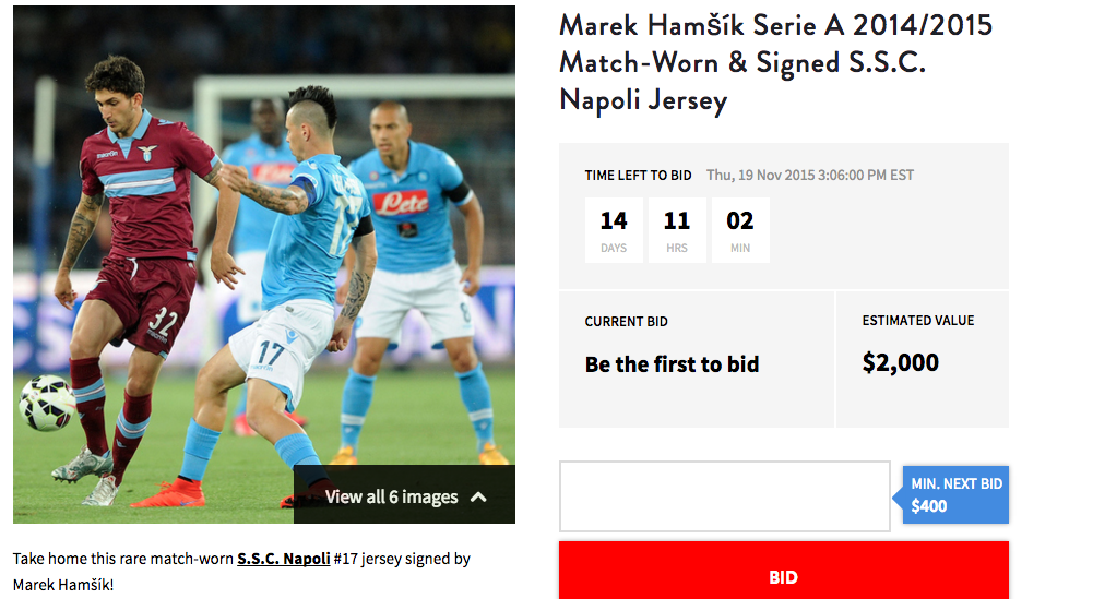Hamsik per l’Unicef. Le magliette dell’ultima giornata di Serie A 2014/2015 all’asta per raccogliere fondi