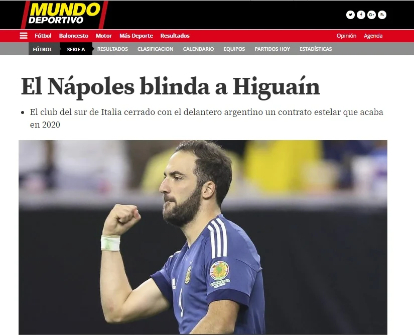rinnovo di Higuain