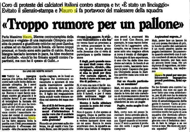 Quando Massimo Mauro era di sinistra e all’Unità diceva: «In Italia si fanno troppi processi, in fondo sono solo partite di calcio»