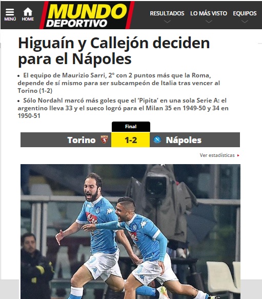 Per la stampa estera, è il giorno della Champions e di Gonzalo Higuain
