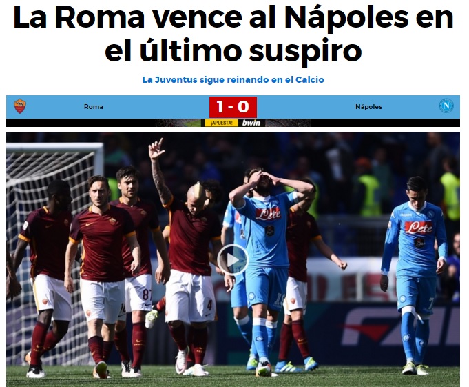 Roma-Napoli all’estero: lo scudetto alla Juventus, azzurri che non hanno retto la pressione