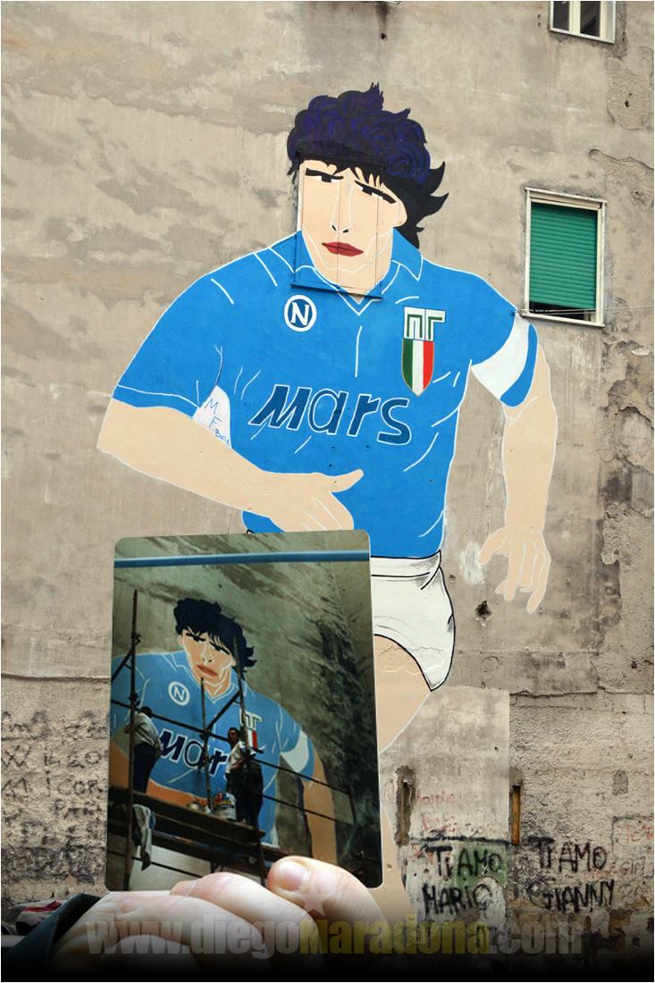 Diego Maradona condivide su Facebook la foto del murales ai Quartieri Spagnoli
