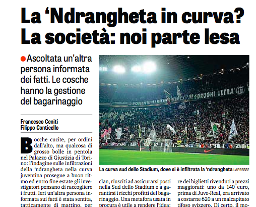 La Gazzetta in difesa della Juventus per l’inchiesta ’ndrangheta-ultras La Gazzetta in difesa della Juventus per l’inchiesta ’ndrangheta-ultras