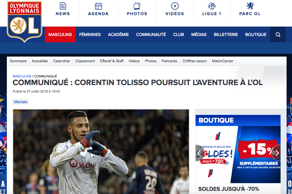 Il comunicato del Lione sull’incedibilità di Tolisso Il comunicato del Lione sull’incedibilità di Tolisso