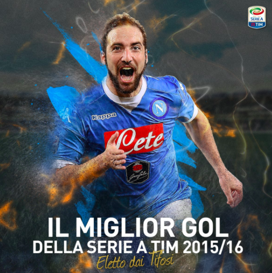 Rovesciata di Higuain contro il Frosinone miglior gol della stagione 2015-2016 Rovesciata di Higuain contro il Frosinone miglior gol della stagione 2015-2016