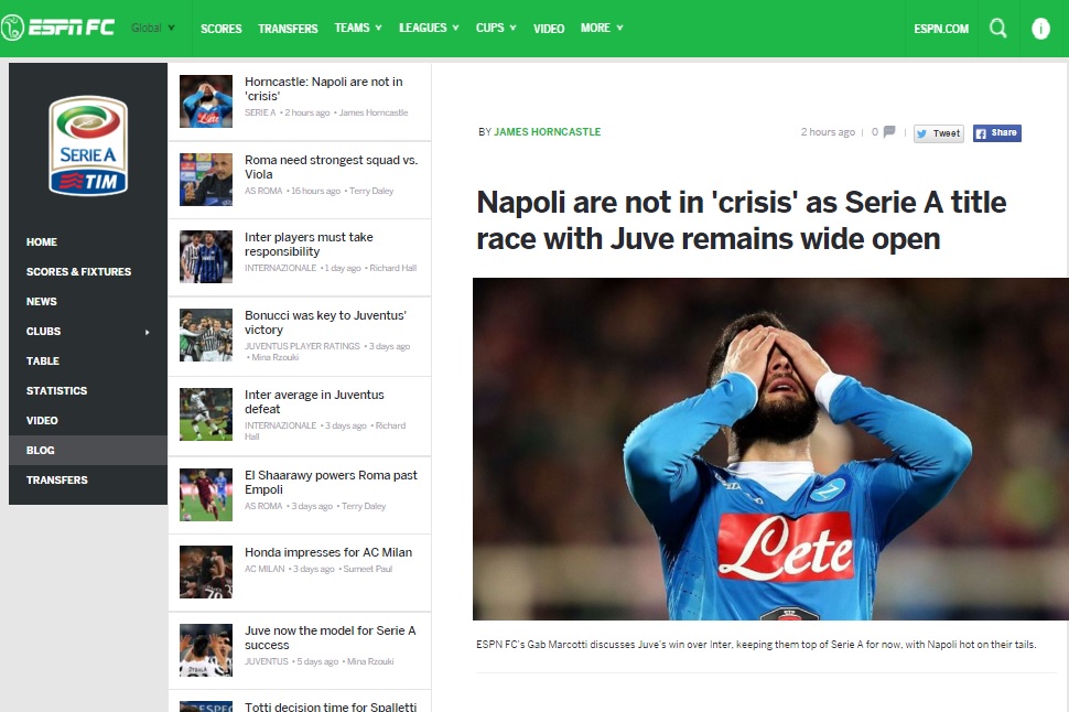 «Napoli are not in crisis»: l’analisi di James Horncastle su Espn «Napoli are not in crisis»: l’analisi di James Horncastle su Espn