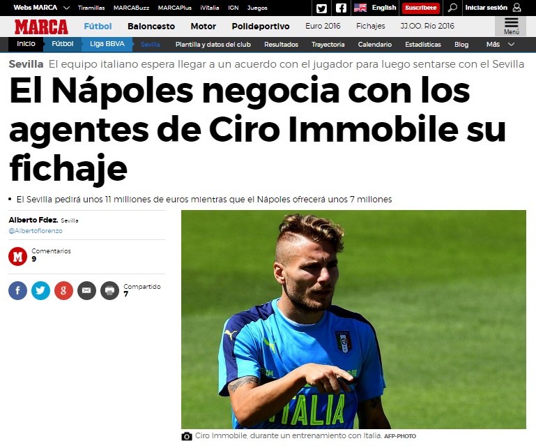 La bomba di Marca: gli agenti di Immobile trattano con il Napoli