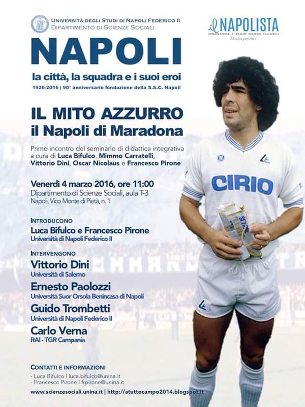 Un seminario alla Federico II per i 90 anni del Napoli. Si comincia con Maradona Un seminario alla Federico II per i 90 anni del Napoli. Si comincia con Maradona