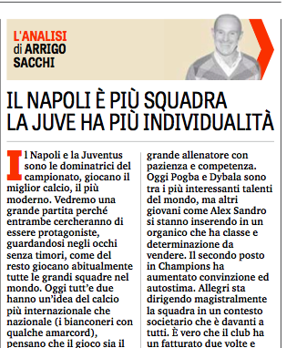 Arrigo Sacchi: al Napoli serve un’impresa, alla Juve una buona partita Arrigo Sacchi: al Napoli serve un’impresa, alla Juve una buona partita