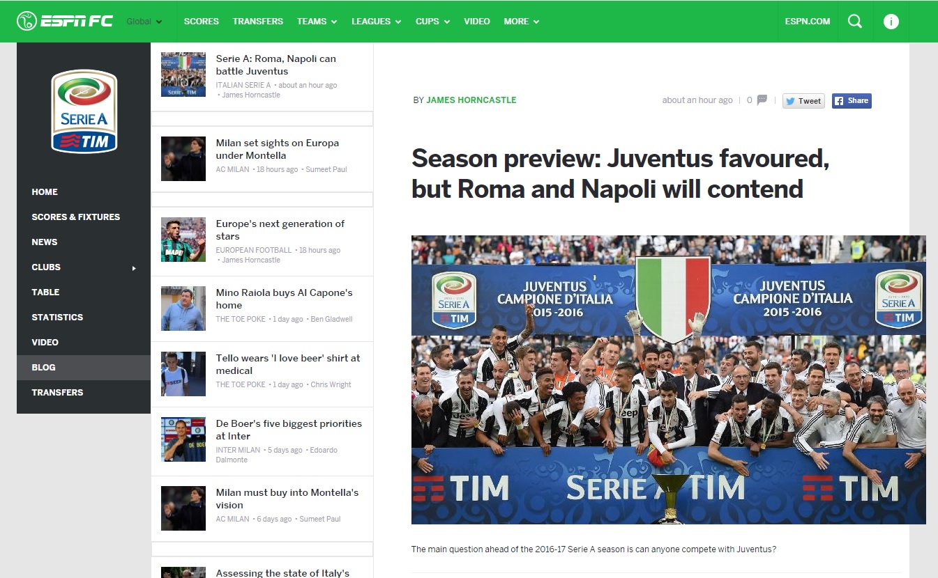 Per Horncastle Juventus favorita, ma il Napoli è subito dietro (e con Milik fa come l’Atletico) Per Horncastle Juventus favorita, ma il Napoli è subito dietro (e con Milik fa come l’Atletico)
