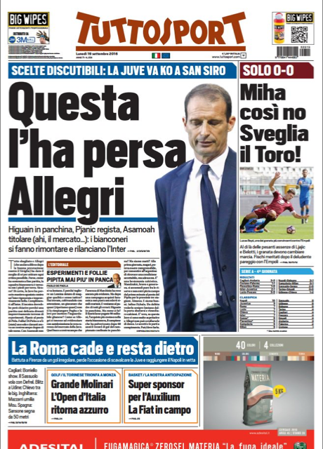 Ora Tuttosport attacca Allegri e il mercato della Juventus