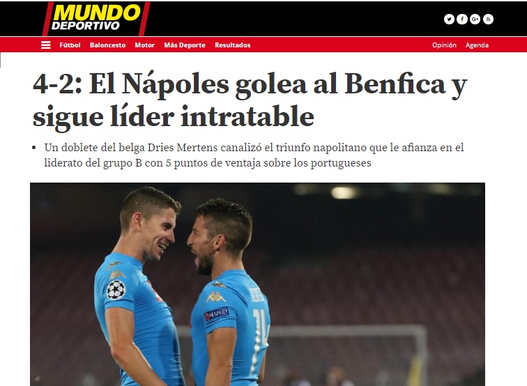 I giornali portoghesi avevano sottovalutato il Napoli