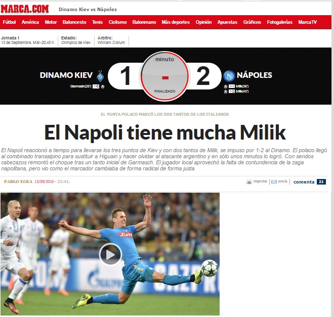 I giornali stranieri hanno un nuovo idolo: «El Napoli tiene mucha Milik»