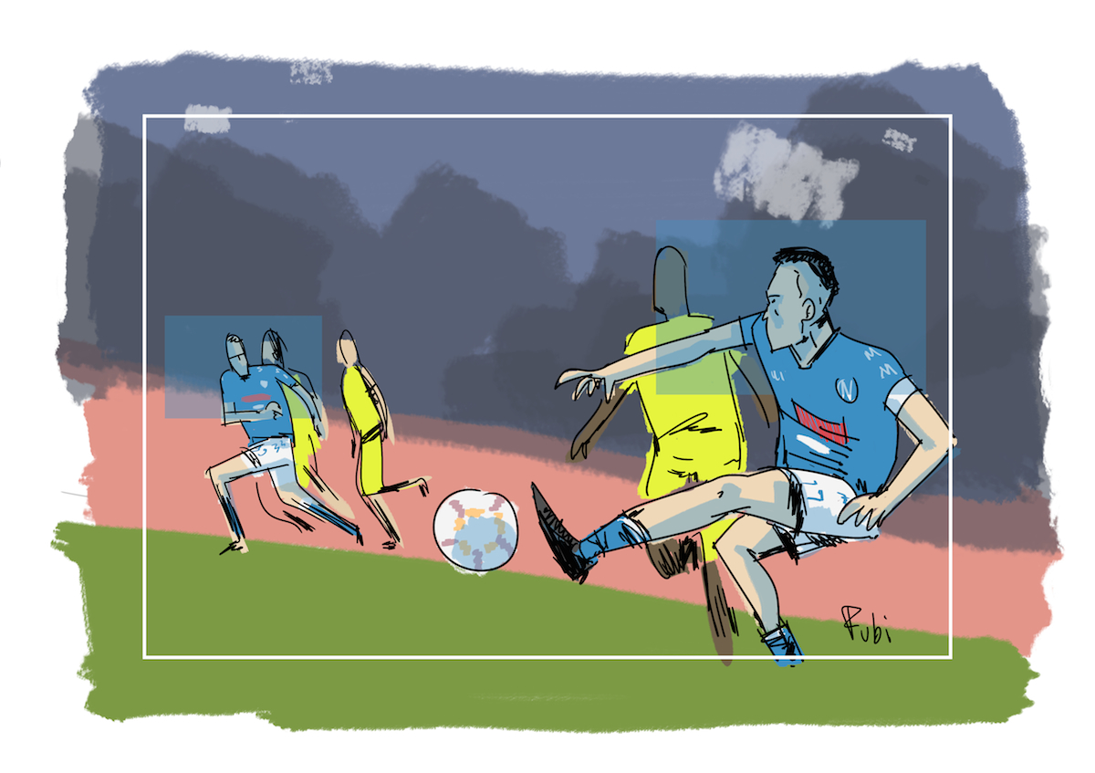 L’assist di Hamsik per Milik nel disegno di Fubi L’assist di Hamsik per Milik nel disegno di Fubi