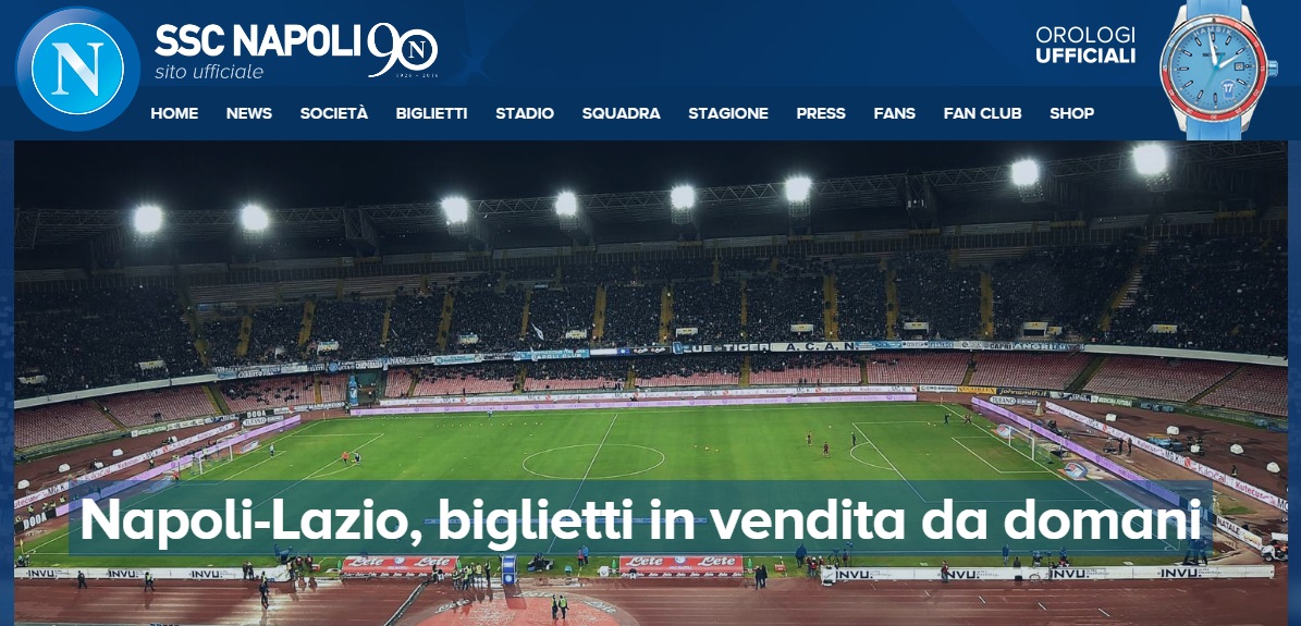 I biglietti per Napoli-Lazio: curve a 18 euro, distinti a 25