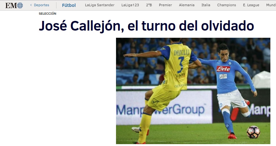 Callejon in nazionale, la Spagna lo riscopre: «Il ritorno del dimenticato»