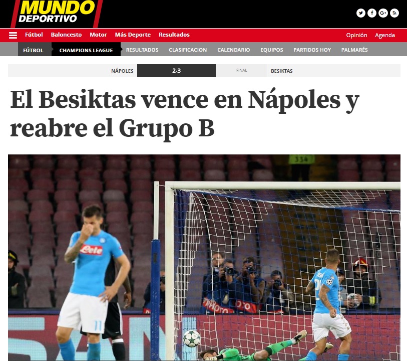 Napoli-Besiktas vista all’estero: «Aboubakar riapre il Gruppo B» Napoli-Besiktas vista all’estero: «Aboubakar riapre il Gruppo B»