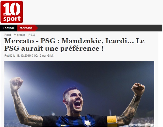 Dalla Francia: Psg su Icardi, già per gennaio. Il Napolista l’aveva già detto…