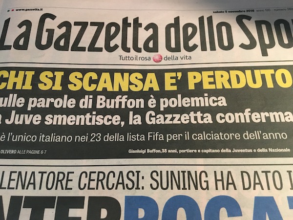 Caso Buffon, nello “scanseditoriale” della Gazzetta la colpa è anche del web