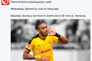 Aubemeyang torna e segna tre gol in 27 minuti item-thumbnail