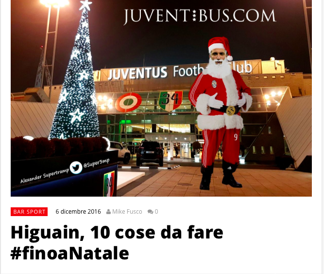 Letterina degli juventini a NaBabbo Natale Higuain