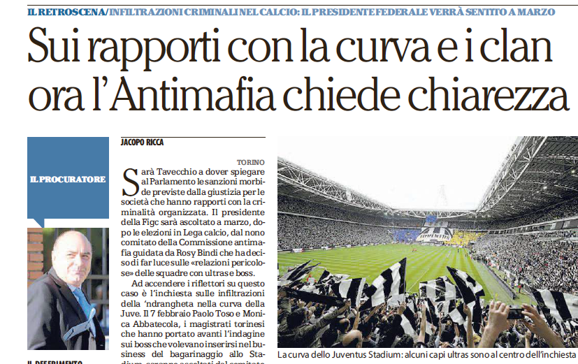 Repubblica e Juventus-‘ndrangheta: «Molti episodi non fanno pensare ai bianconeri come vittima»