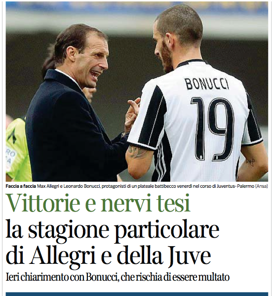 Il Corsera, e tutti i litigi di Allegri: «La stagione particolare della Juventus»