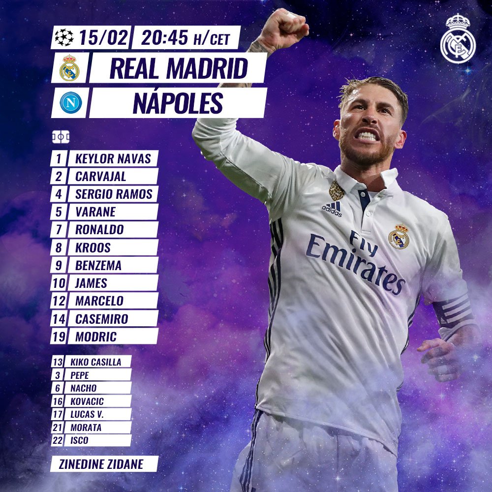 La formazione ufficiale del Real Madrid: Zidane a sorpresa, James titolare La formazione ufficiale del Real Madrid: Zidane a sorpresa, James titolare