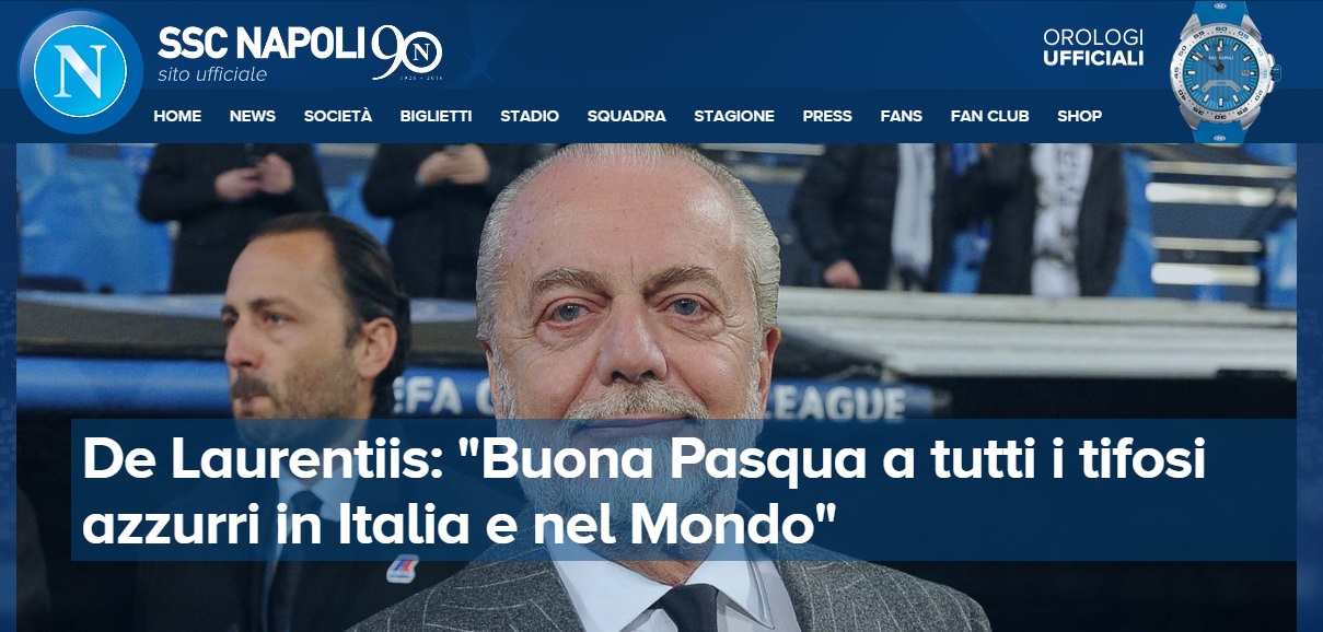 De Laurentiis: «Auguri a tutti, grande stagione grazie al tecnico e al gruppo»