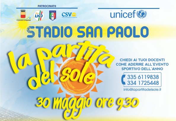 Il 30 maggio al San Paolo va in campo la solidarietà: c’è la Partita del Sole Il 30 maggio al San Paolo va in campo la solidarietà: c’è la Partita del Sole