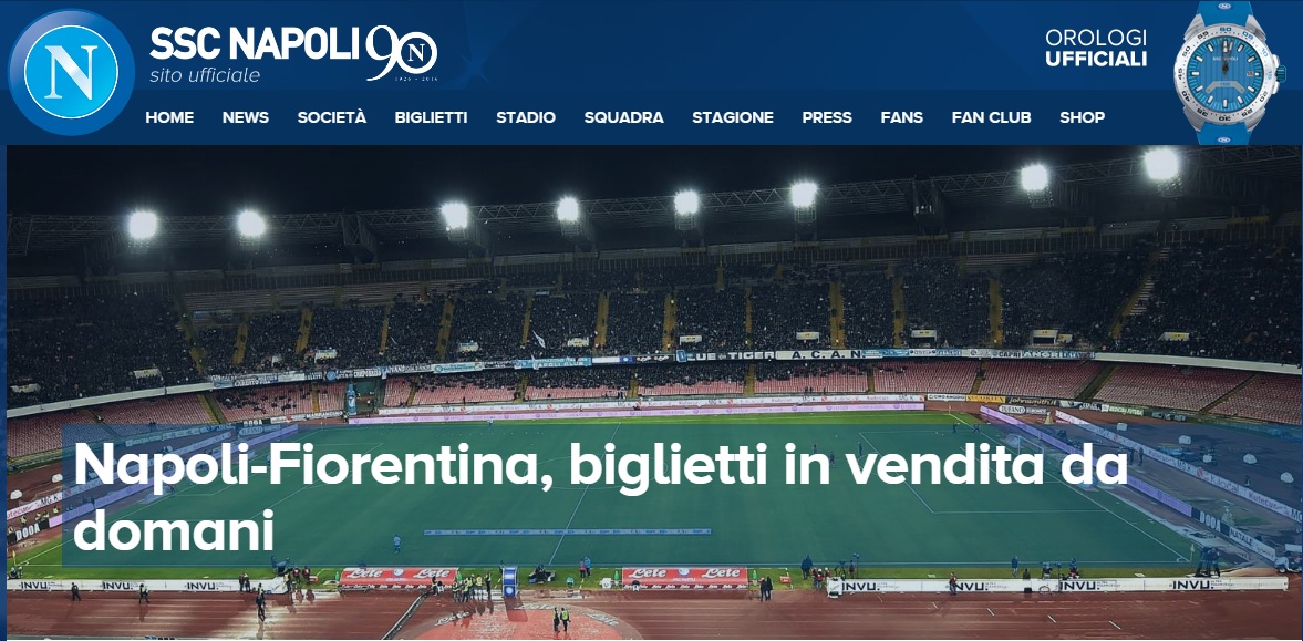 Napoli-Fiorentina, biglietti in vendita da domani: curve a 14 euro