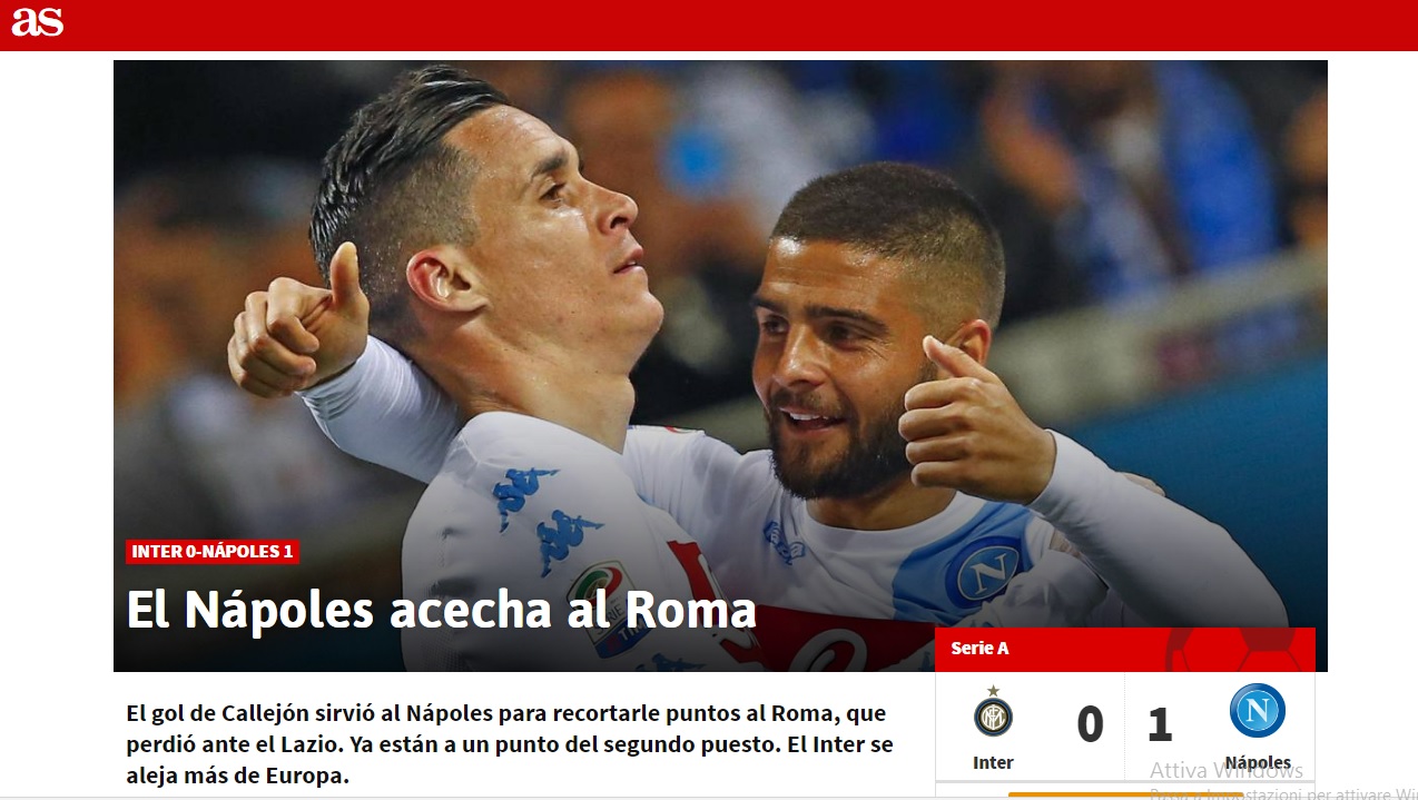 Inter-Napoli secondo i giornali europei: «La differenza di livello è evidente»