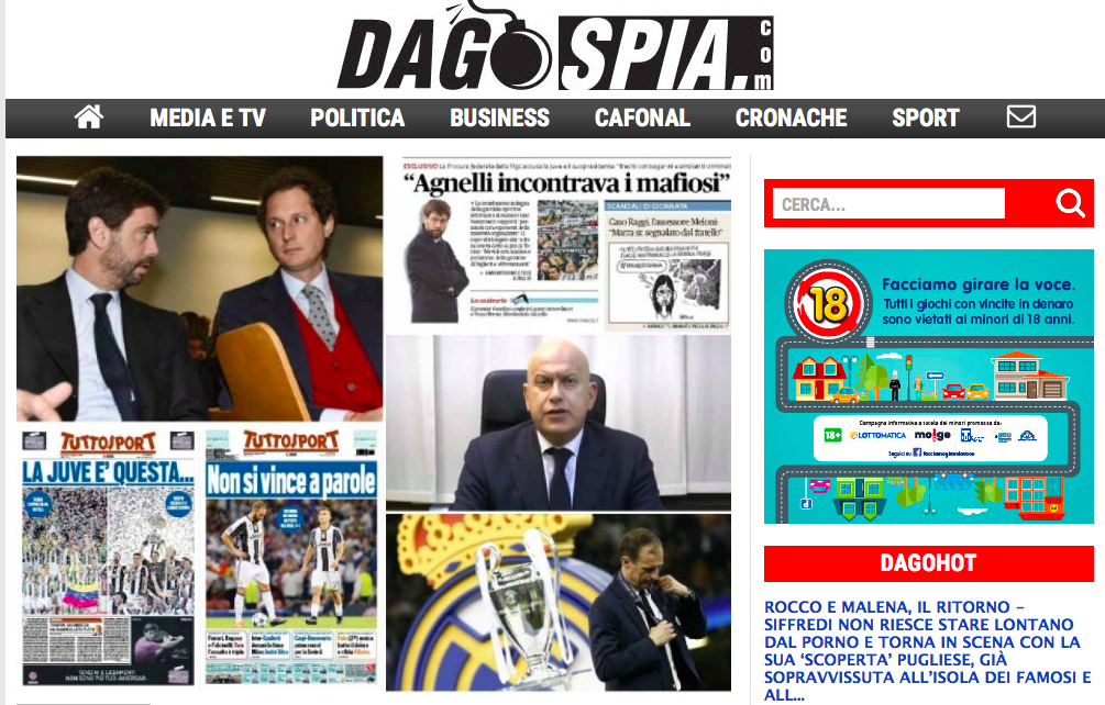 Dagospia rilancia il Napolista su Tuttosport e la lotta tra Agnelli ed Elkann per la Juventus