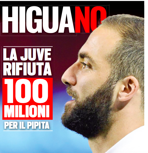 Meno male che c’è Tuttosport: la Juve rifiuta 100 milioni del Chelsea per Higuain