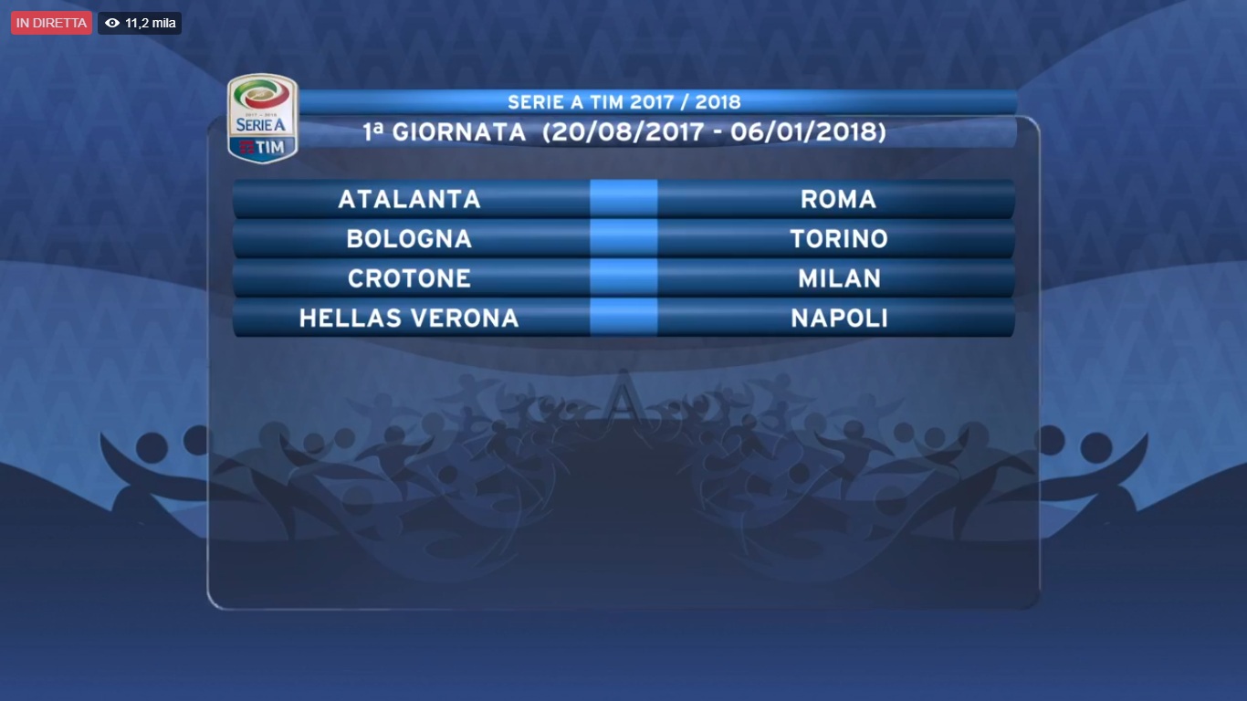 LIVE – Serie A, il calendario: Roma e Inter alla 9a e alla 10a, Napoli-Juventus alla 15a