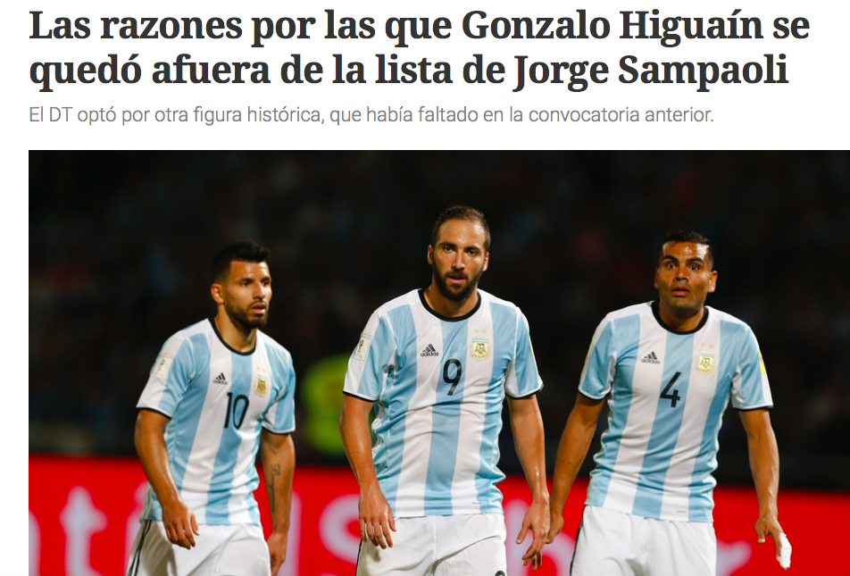 El Clarin: “Higuain pressa poco e paga la condanna dei tifosi argentini»