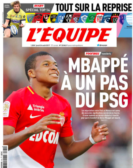 L’Equipe “apre” su Mbappé al Psg. Nemmeno una riga sull’eventuale offerta per Reina L’Equipe “apre” su Mbappé al Psg. Nemmeno una riga sull’eventuale offerta per Reina