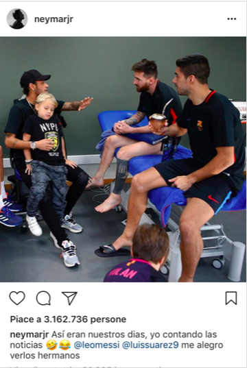 La saudade di Neymar: la sua foto a Barcellona con Messi e Suarez riapre la polemica al Psg La saudade di Neymar: la sua foto a Barcellona con Messi e Suarez riapre la polemica al Psg