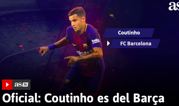 Coutinho dal Liverpool al Barcellona per 160 milioni