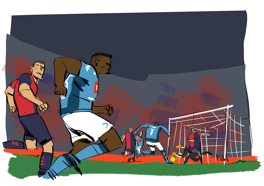 La furia di Allan, simbolo del Napoli La furia di Allan, simbolo del Napoli
