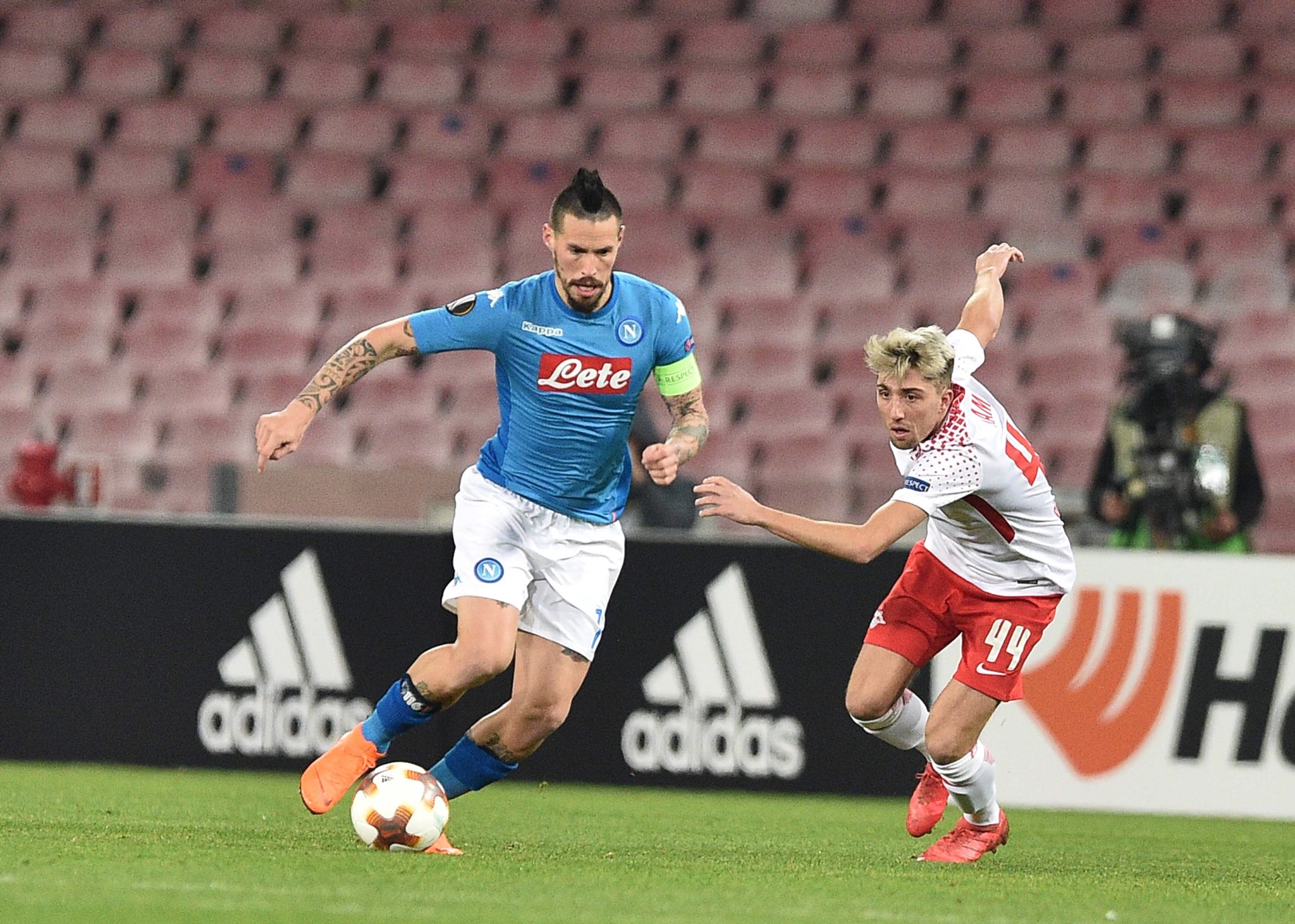 Napoli-Lipsia 0-0, primo tempo: partita divertente, al San Paolo si gioca a viso aperto