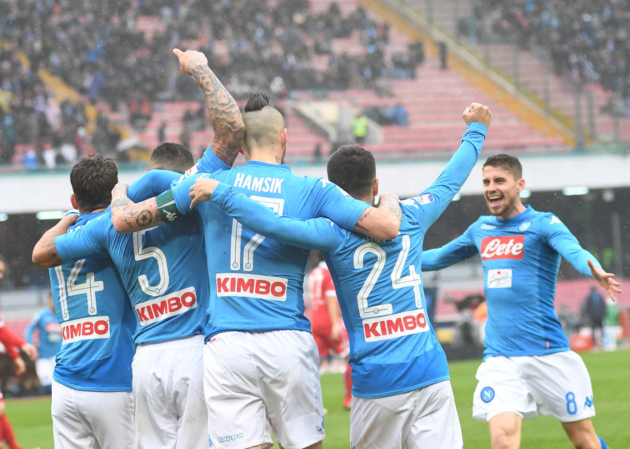 Napoli-Spal è la nona vittoria di fila, è il record di sempre in un solo campionato